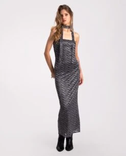 VESTIDO COOLEST GIRL · ZIGZAG -[品牌] Ventas THE-ARE vestido midi palabra honor zig zag blanco negro mujer the are eci img 2