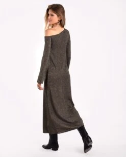 VESTIDO NIGHTGLOW · NEGRO -[品牌] Ventas THE-ARE vestido midi punto negro brillo lurex fiesta mujer the are eci img 3