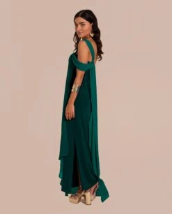 VESTIDO ALMERÍA · VERDE -[品牌] Ventas THE-ARE vestido midi verde escote bardot asimetrico gasa eventos mujer the are eci img 2 3c0ed752 047c 4382 a765 44d25af0906c