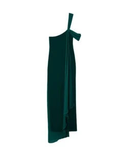 VESTIDO ALMERÍA · VERDE -[品牌] Ventas THE-ARE vestido midi verde escote bardot asimetrico gasa eventos mujer the are eci img 5