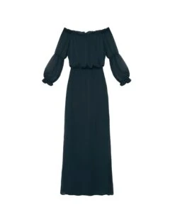 VESTIDO CAMILLE · VERDE -[品牌] Ventas THE-ARE vestido midi verde oscuro escote bardot manga larga eventos mujer the are eci img 5