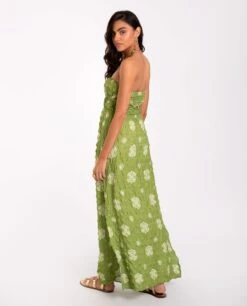 VESTIDO SITGES · VERDE -[品牌] Ventas THE-ARE vestido midi verde palabra honor estampado mujer the are eci img 3