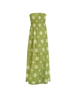 VESTIDO SITGES · VERDE -[品牌] Ventas THE-ARE vestido midi verde palabra honor estampado mujer the are eci img 5