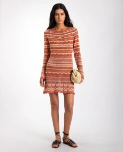 VESTIDO MY HAPPY PLACE · KNIT -[品牌] Ventas THE-ARE vestido mini punto tejido cuello redondo mangas acampanadas mujer the are eci img 1