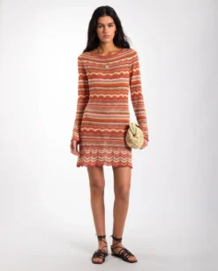 VESTIDO MY HAPPY PLACE · KNIT -[品牌] Ventas THE-ARE vestido mini punto tejido cuello redondo mangas acampanadas mujer the are eci img 1 scaled