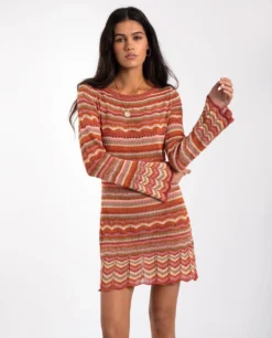 VESTIDO MY HAPPY PLACE · KNIT -[品牌] Ventas THE-ARE vestido mini punto tejido cuello redondo mangas acampanadas mujer the are eci img 2 scaled