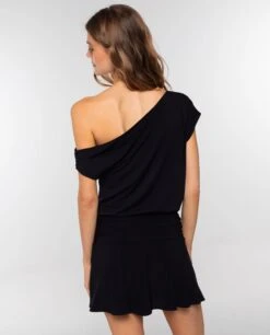VESTIDO CUTE AFFAIR · NEGRO -[品牌] Ventas THE-ARE vestido negro corto asimetrico fruncidos mujer the are eci img 3