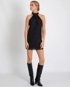 VESTIDO IT WAS EPIC · NEGRO -[品牌] Ventas THE-ARE vestido negro corto escote halter espalda descubierta fiesta mujer the are eci img 1