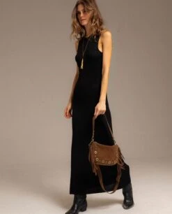 BOLSO PHOENIX · MARRÓN -[品牌] Ventas THE-ARE vestido negro midi punto brillos tirantes mujer the are 05