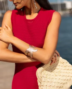 VESTIDO SALT AIR · ROJO -[品牌] Ventas THE-ARE vestido punto rojo flecos largos mujer the are 5 scaled