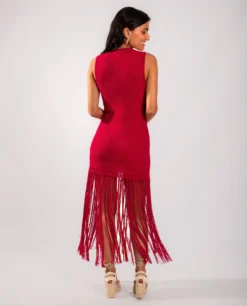 VESTIDO SALT AIR · ROJO -[品牌] Ventas THE-ARE vestido punto rojo flecos largos mujer the are eci img 3 scaled