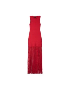 VESTIDO SALT AIR · ROJO -[品牌] Ventas THE-ARE vestido punto rojo flecos largos mujer the are eci img 5