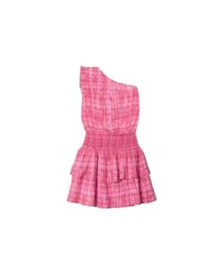 VESTIDO LIVIN FULLY · ESTAMPADO -[品牌] Ventas THE-ARE vestido rosa estampado escote asimetrico mujer the are eci img 5