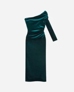 VESTIDO MRS B · VERDE ESMERALDA -[品牌] Ventas THE-ARE vestido tercipelo asimetrico elastico mujer the are 00007