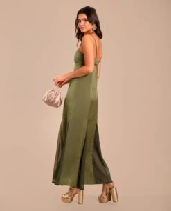VESTIDO JULIA · VERDE -[品牌] Ventas THE-ARE vestido verde bajo vuelo gasa tirantes escote palabra honor eci img 3