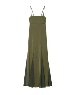 VESTIDO JULIA · VERDE -[品牌] Ventas THE-ARE vestido verde bajo vuelo gasa tirantes escote palabra honor eci img 5